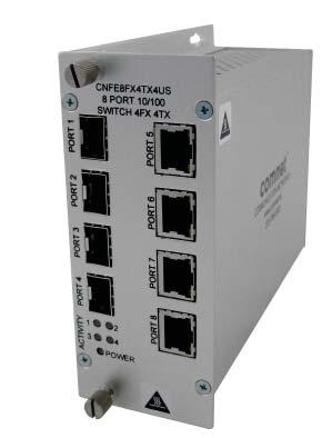 8 port combo switch: 4 optikai és 4 réz port 10/100 kültéri, ipari alkalmazás